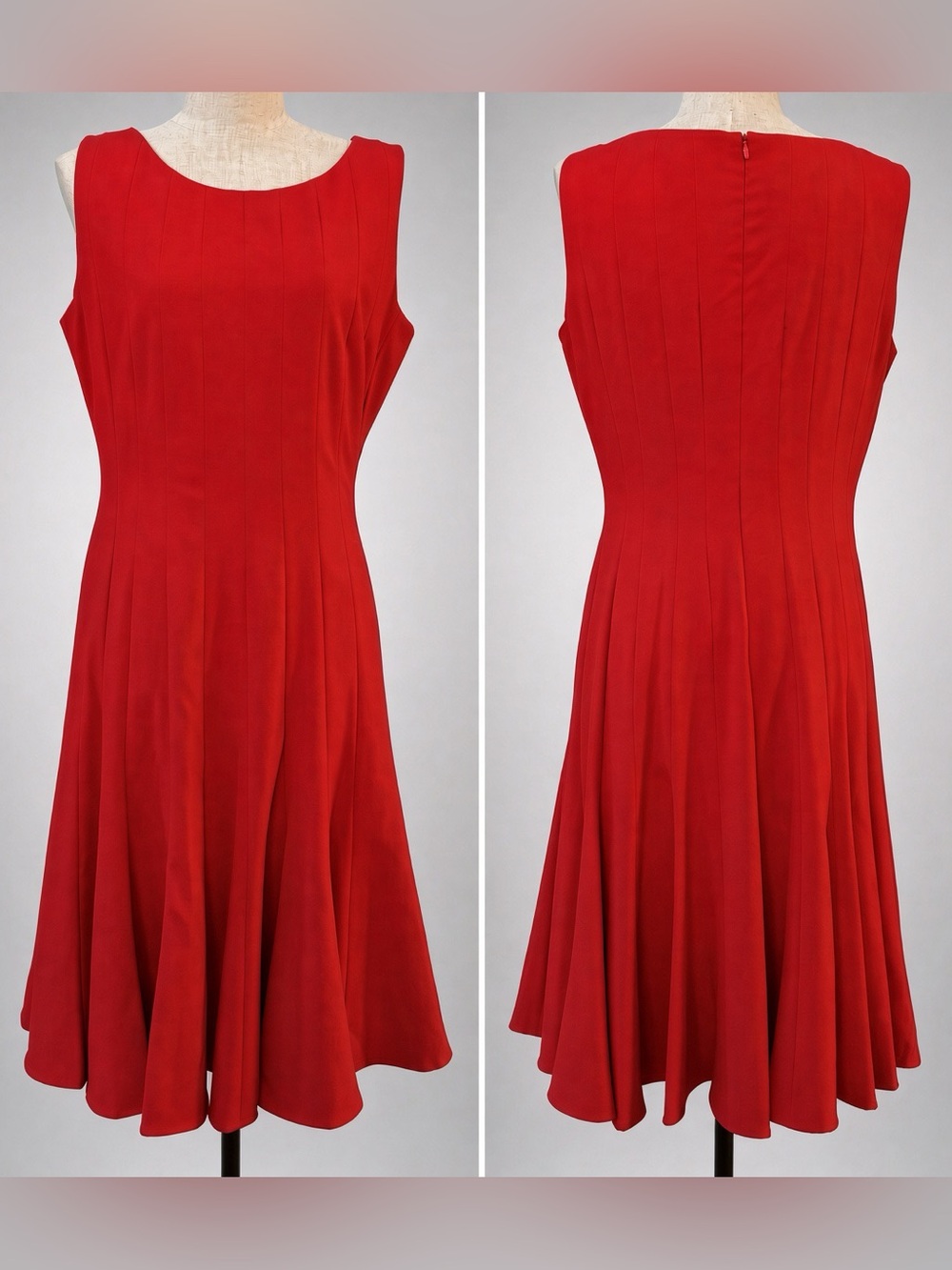 Calvin Klein bright red sleeveless paneled midi dress EUC - size 8